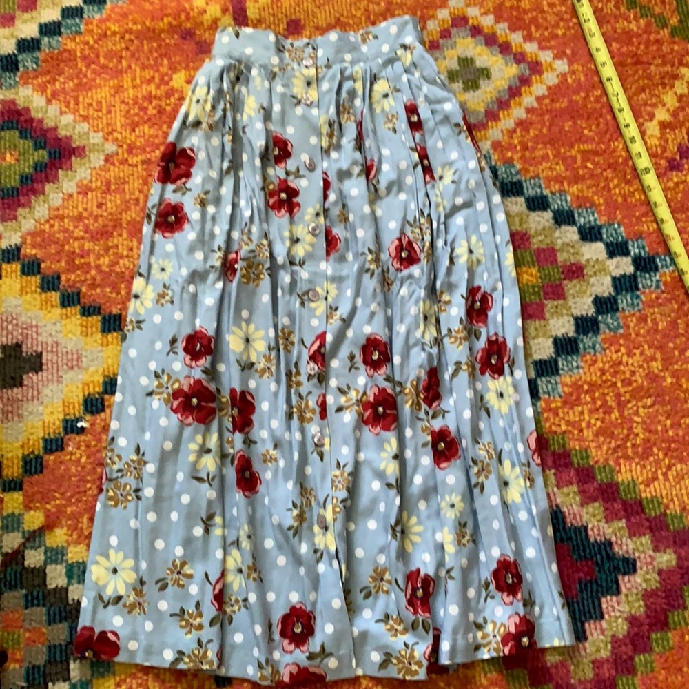 New Look stone blue white polkadots floral Skirt